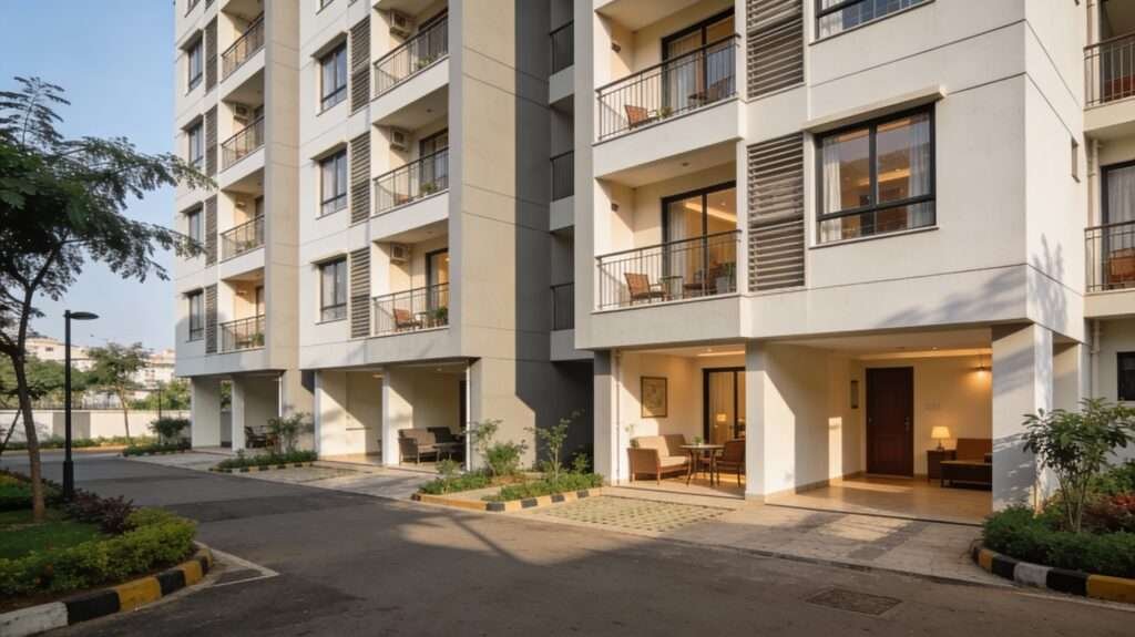 affordable 2 bhk in tathawade showcasing budget-friendly residential apartment buildings