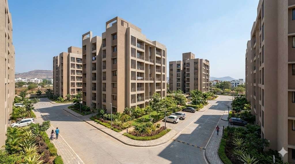 flats in tathawade with modern residential apartment buildings